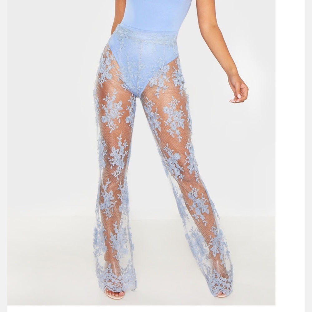 Dusty Blue Sheer Pants